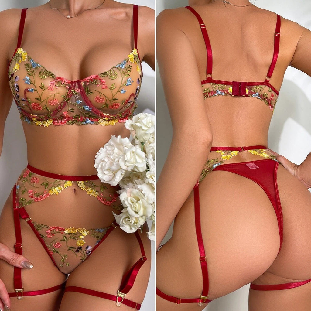 Women's Sexy Lingerie Lace Babydoll Bra Thong Set Sleepwear Underwear Nightwear