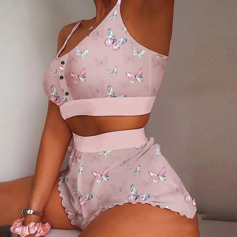 Womens Pyjamas Set Nightwear Ladies Cami Top Shorts Lingerie Sexy Sleepwear Pjs