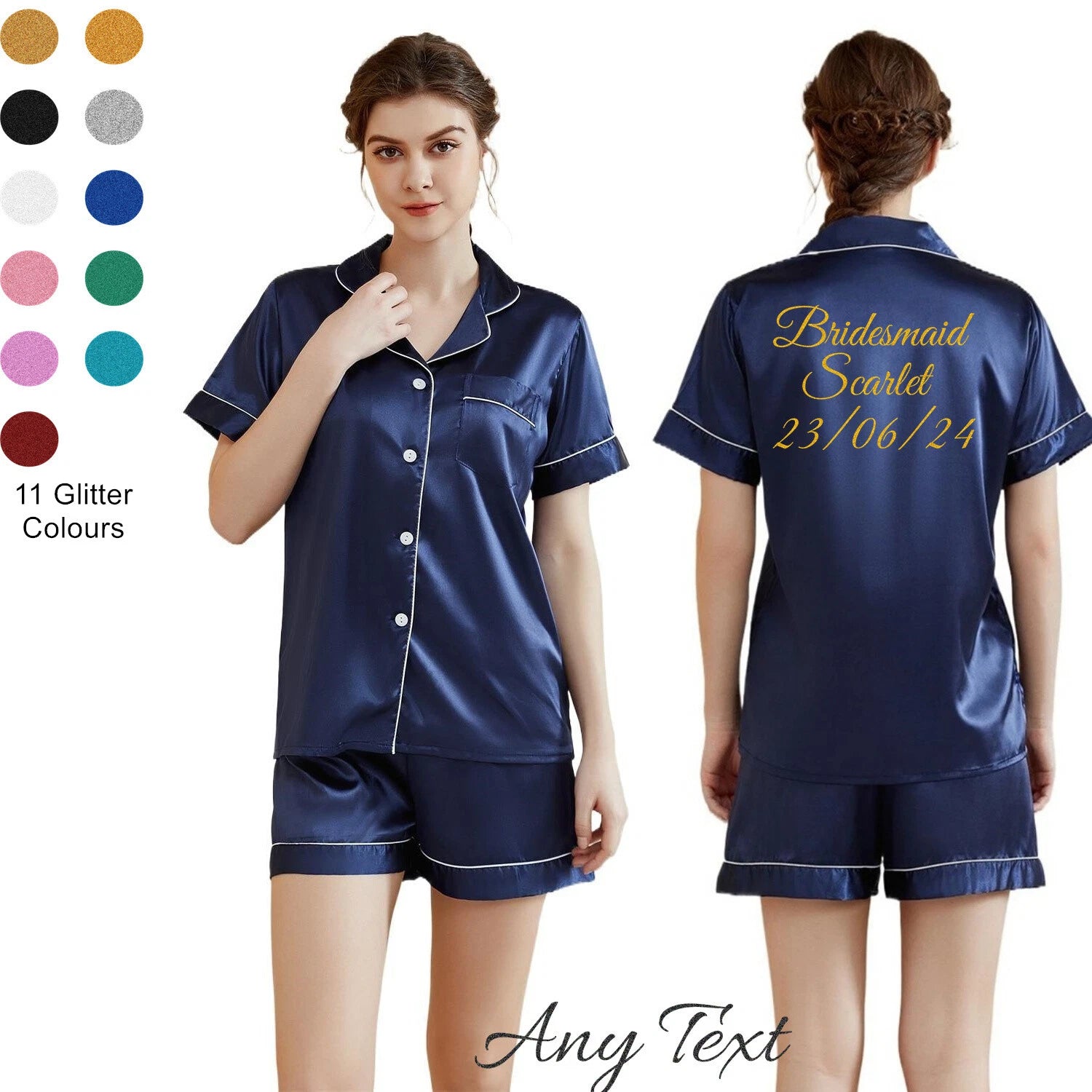 UK Personalized Womens Pyjamas Pjs Shorts Set Wedding Bridesmaid Birthday Party