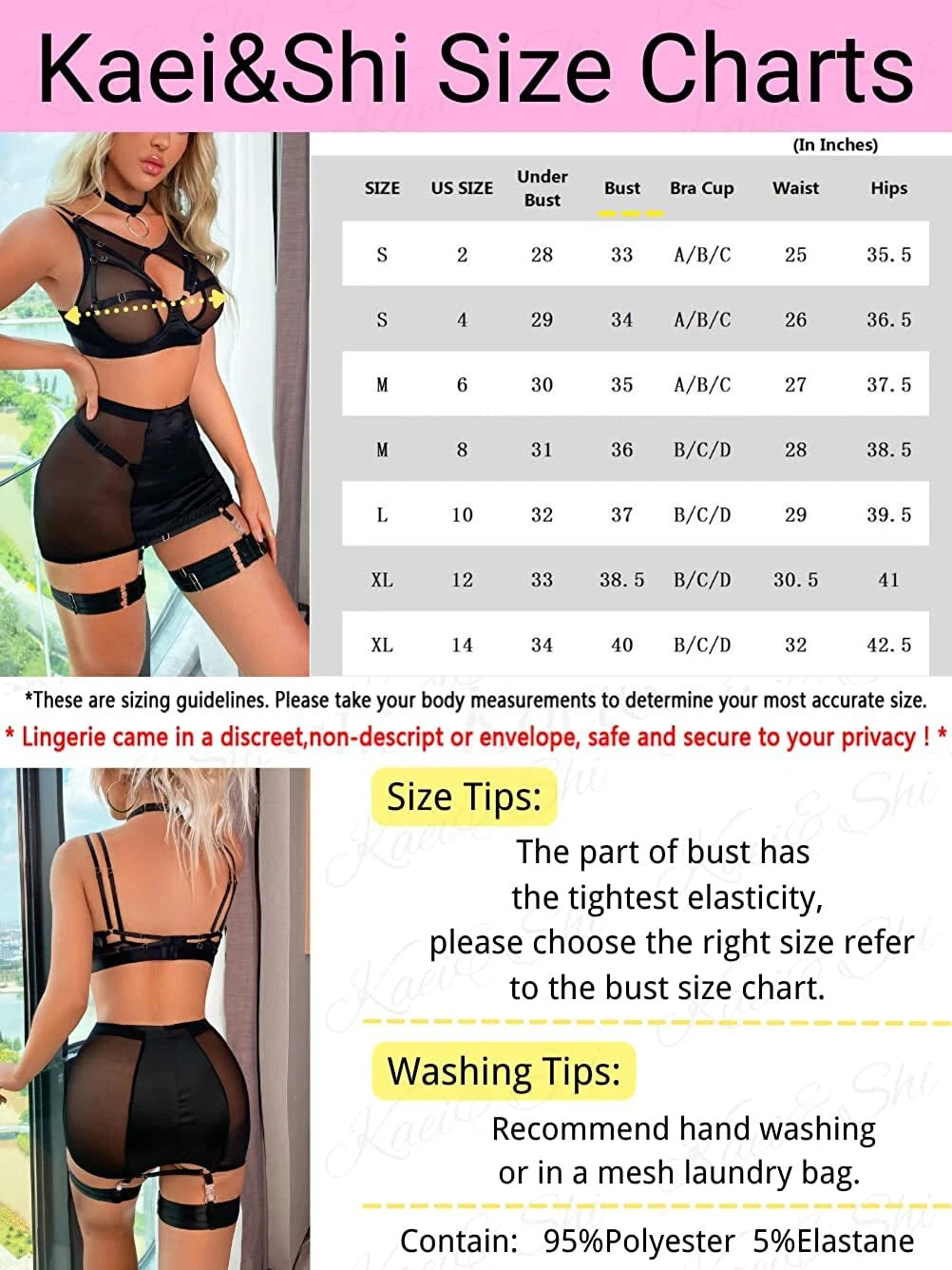 Sexy Garter Belt Set Women High Waist Lingerie Babydoll 4pcs Nightwear Sleepwear