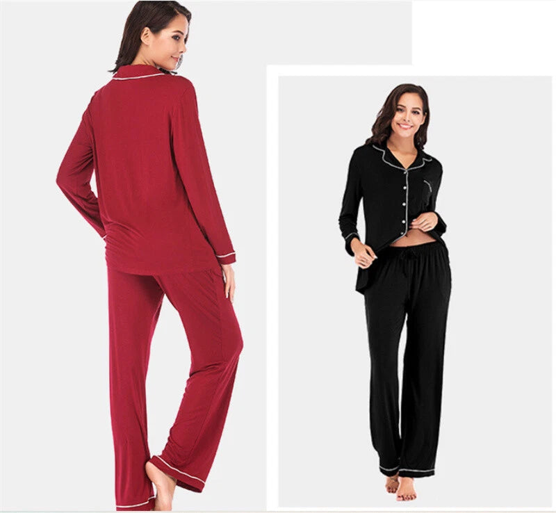 Pajamas Women's Long Sleeve Sleepwear Soft Pj Set