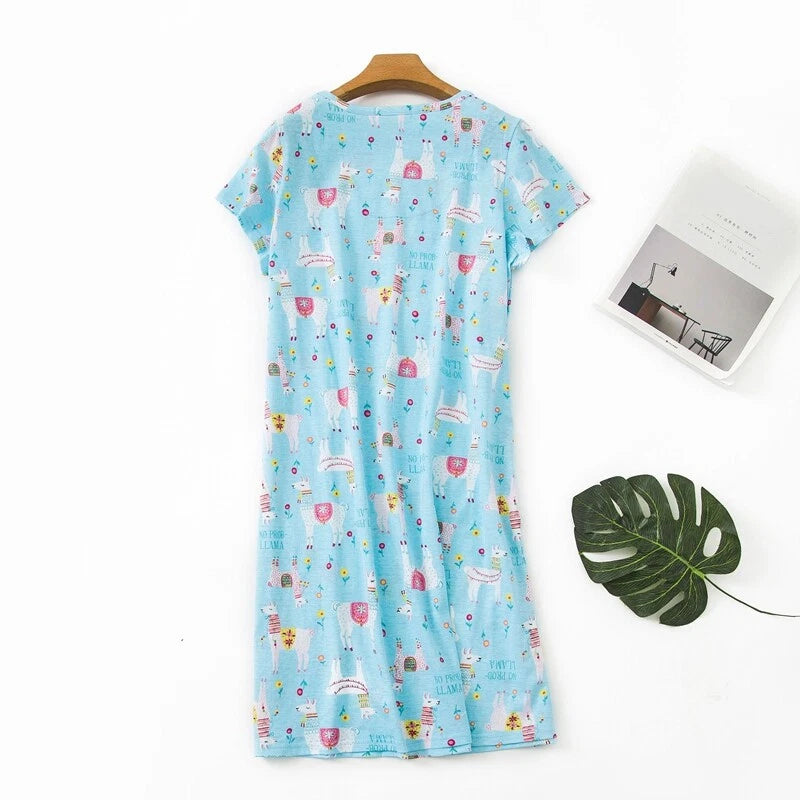 Casual Nights Women's Cotton Short Sleeve Nightgown Sleep House Dress Home Gown