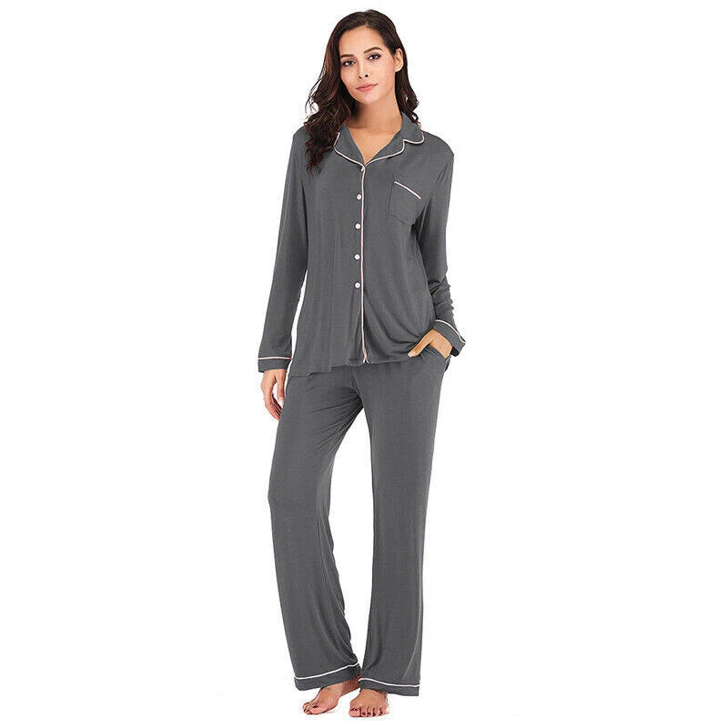Pajamas Women's Long Sleeve Sleepwear Soft Pj Set