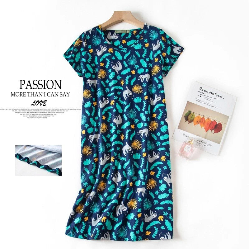 Casual Nights Women's Cotton Short Sleeve Nightgown Sleep House Dress Home Gown