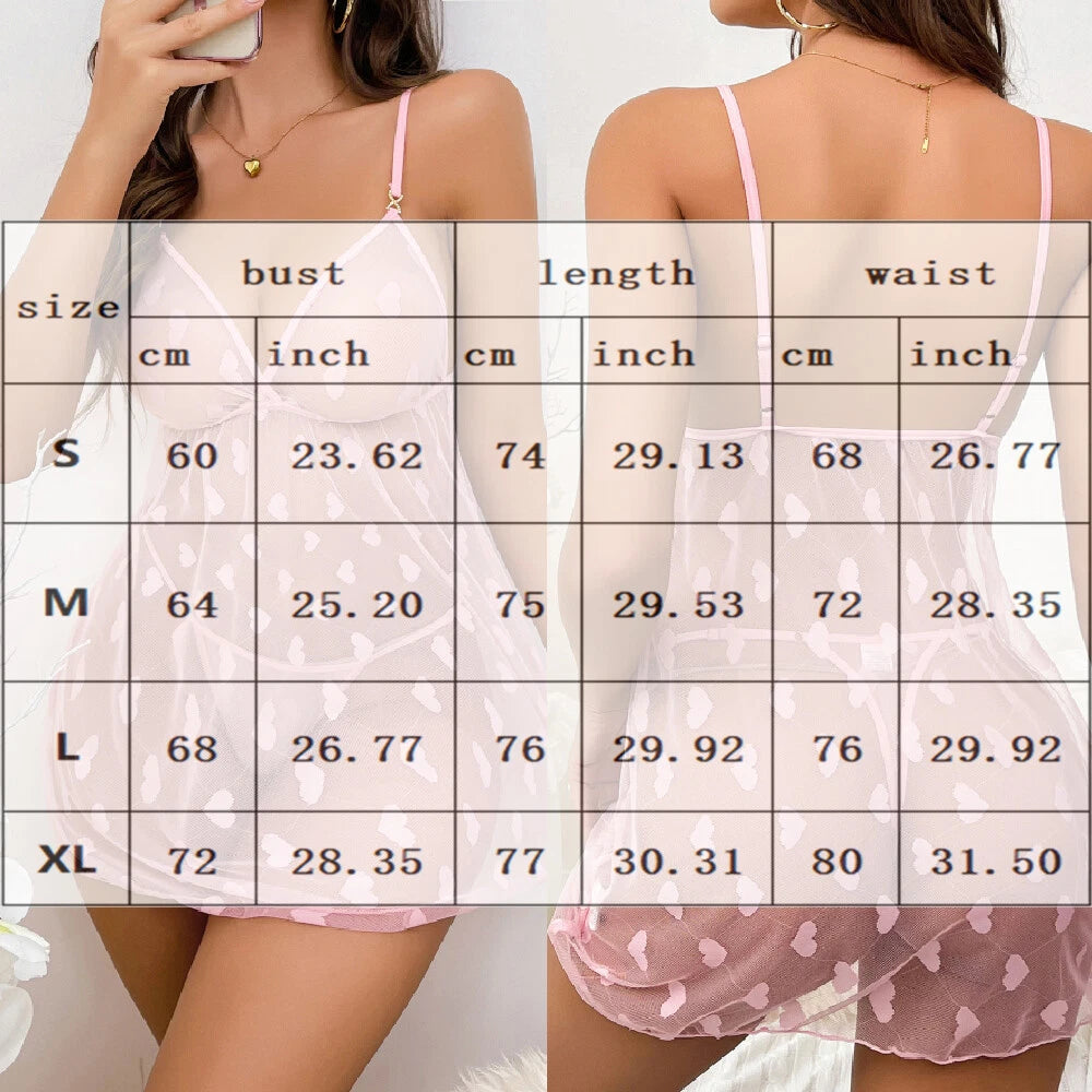 Sexy Lingerie Women's Lace Babydoll Dress See-Thru Sleepwear Nightwear G-string