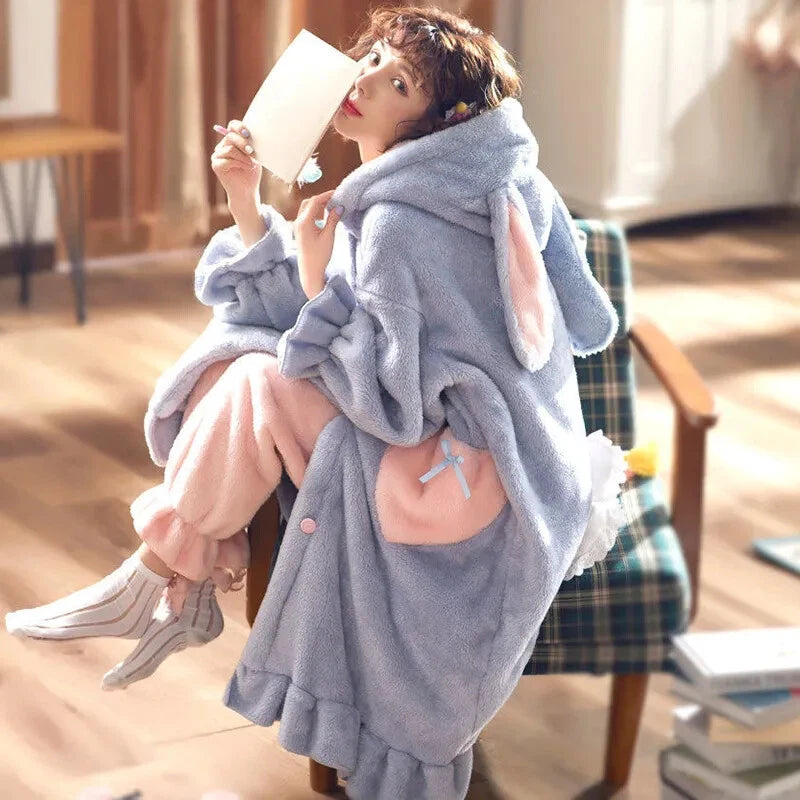 Winter Pajamas Set Women Sleepwear Nightgown Pants Pyjamas Suit Homewear Clothes