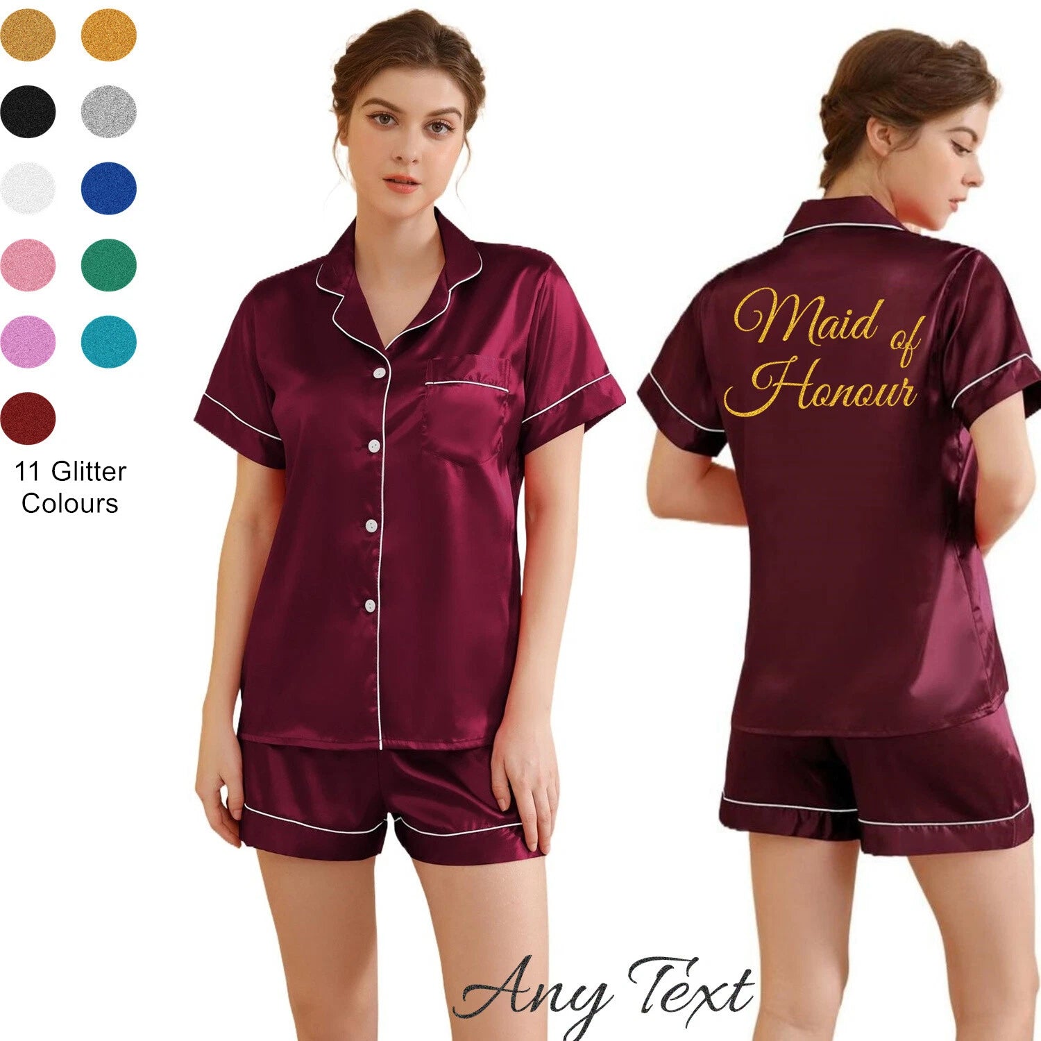 UK Personalized Womens Pyjamas Pjs Shorts Set Wedding Bridesmaid Birthday Party