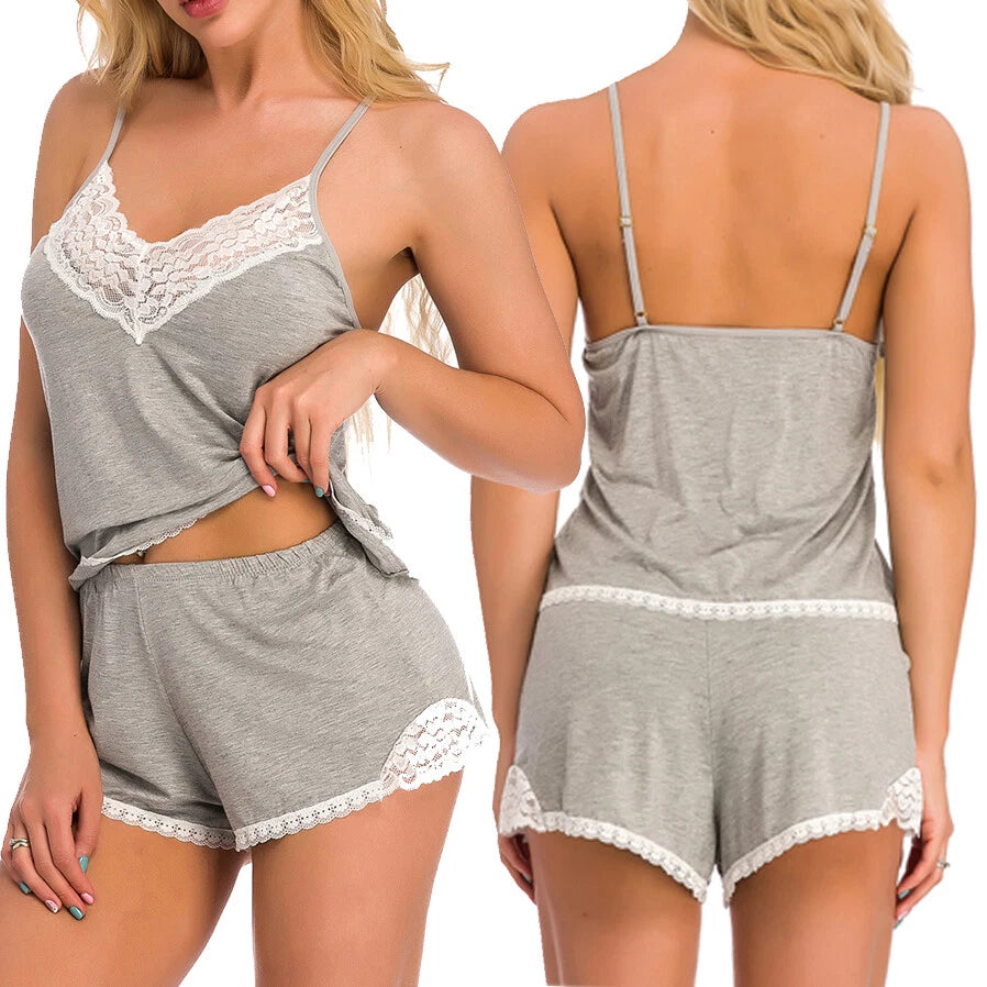 Women's Sexy Sleepwear Lace Pajamas Set Shorts Nightwear Camisole Short Sets US