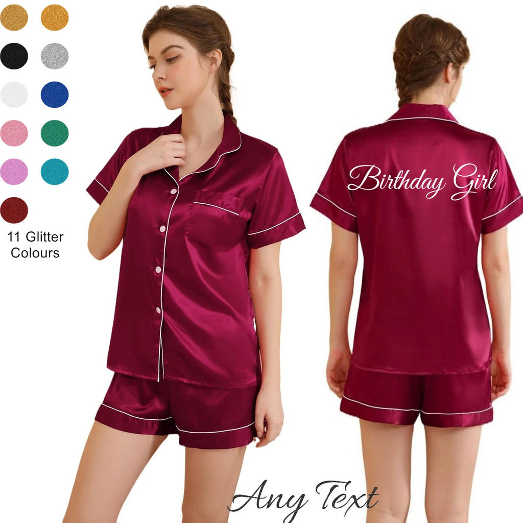 UK Personalized Womens Pyjamas Pjs Shorts Set Wedding Bridesmaid Birthday Party