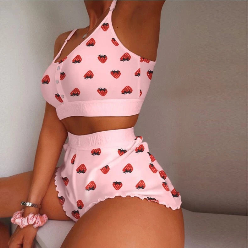 Womens Pyjamas Set Nightwear Ladies Cami Top Shorts Lingerie Sexy Sleepwear Pjs