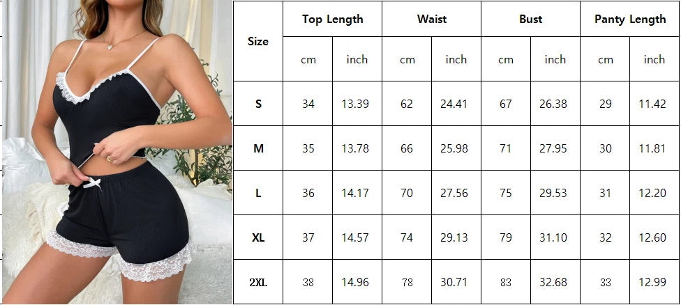Women's Sexy Sleepwear Lace Pajamas Set Shorts Nightwear Camisole Short Sets US