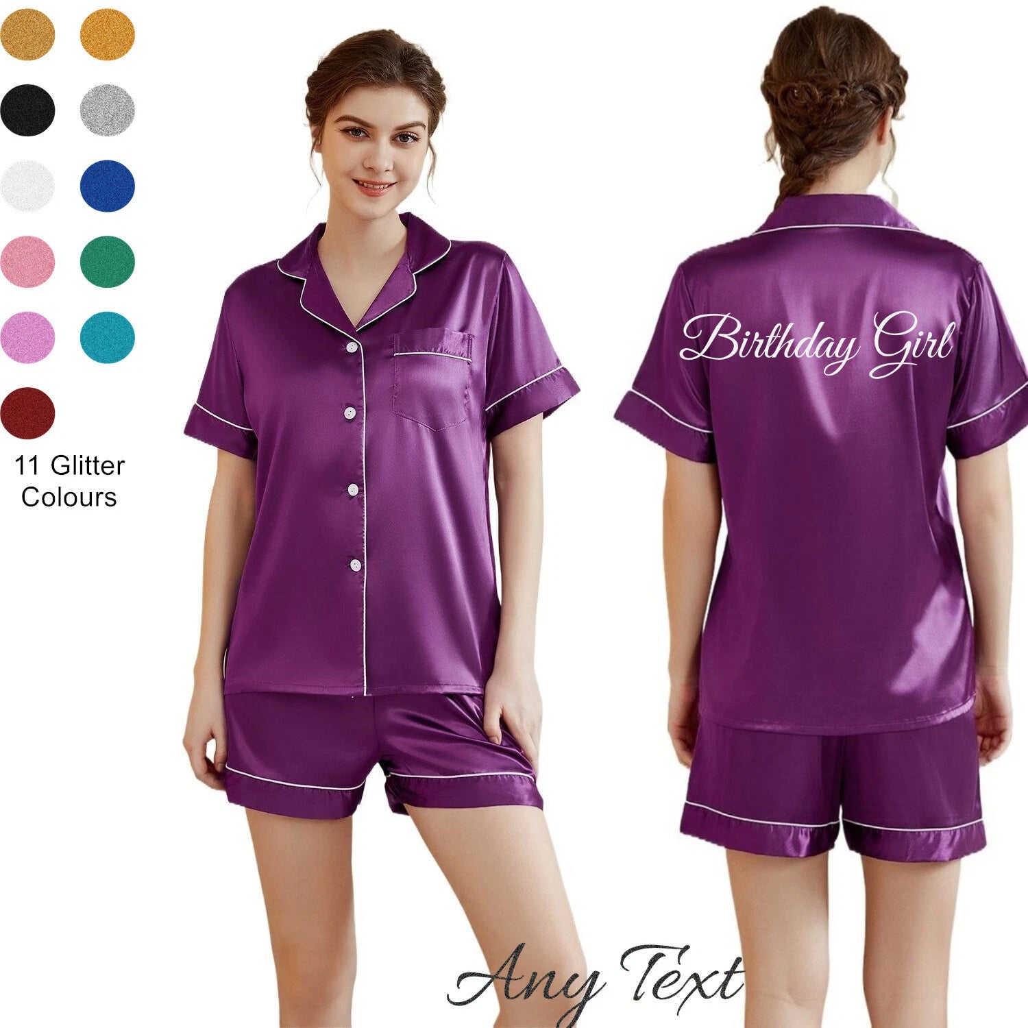 UK Personalized Womens Pyjamas Pjs Shorts Set Wedding Bridesmaid Birthday Party