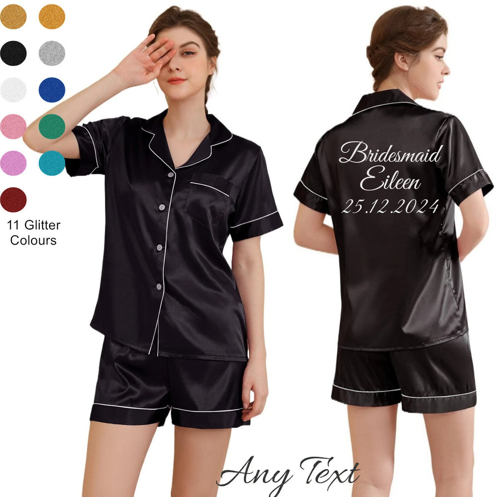 UK Personalized Womens Pyjamas Pjs Shorts Set Wedding Bridesmaid Birthday Party