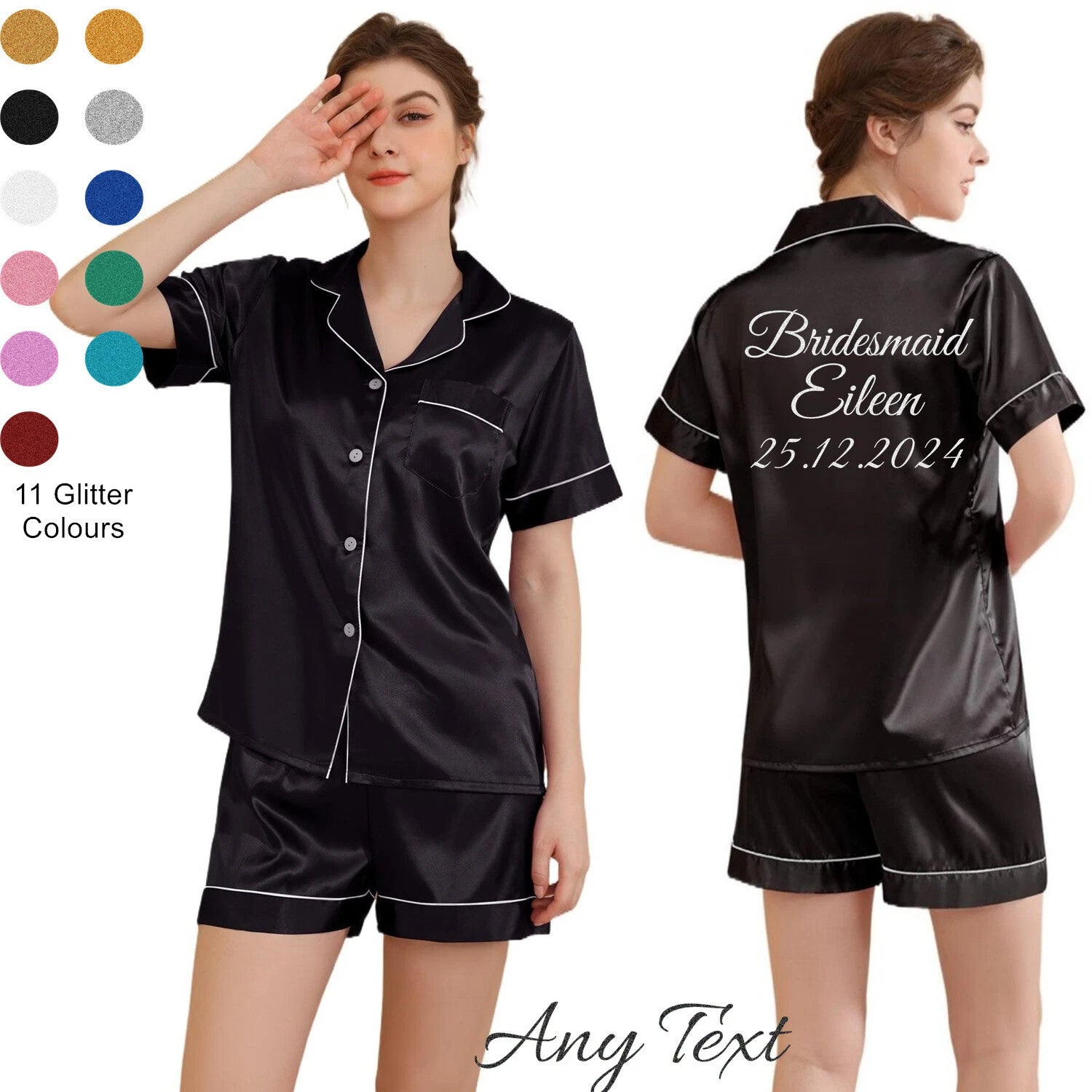UK Personalized Womens Pyjamas Pjs Shorts Set Wedding Bridesmaid Birthday Party
