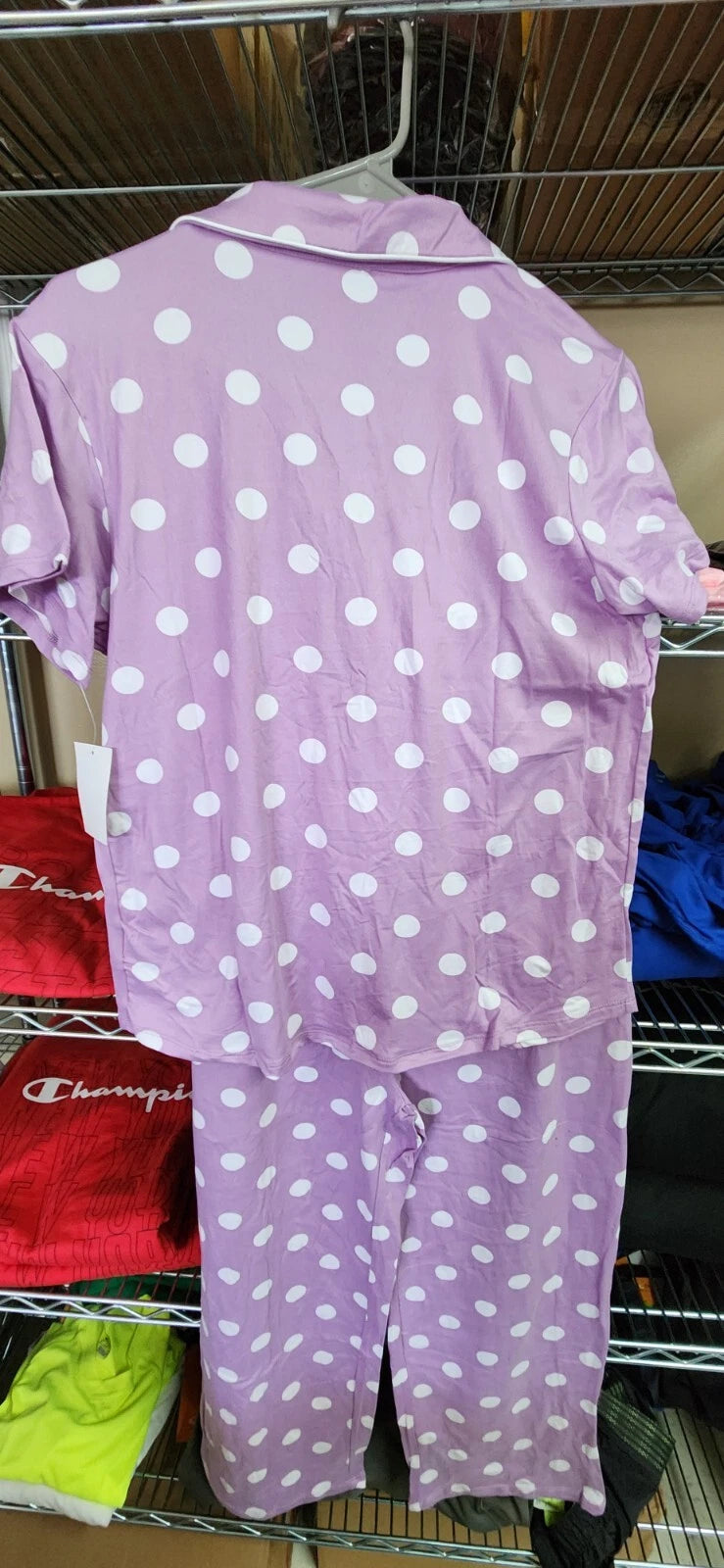 PJ Couture Women's Two Piece Pants Top Notch Short Sleeve Shirt Pajamas MSRP $48