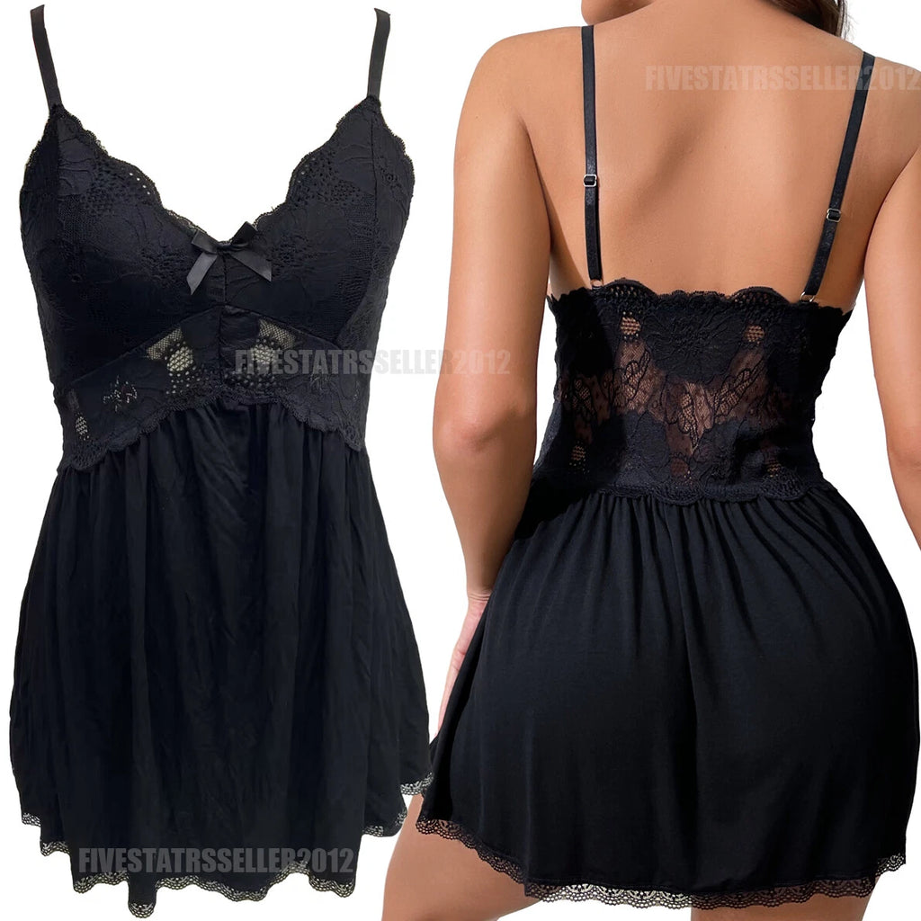 Women Sexy Lingerie Lace Cotton Night Dress Underwear Babydoll Nightwear Pajamas