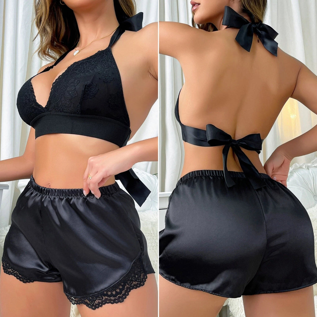 Sexy Lingerie Women Lace Hot Pants Babydoll Nightdress Nightgown Sleepwear Set