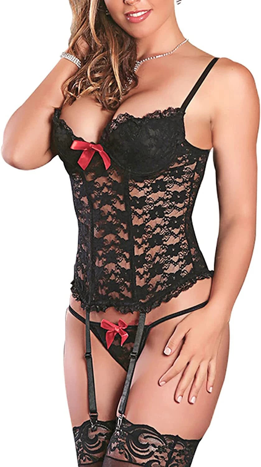 Women Sexy Lingerie Lace Sleepwear Underwear Push up Bra Nightwear G-String Set