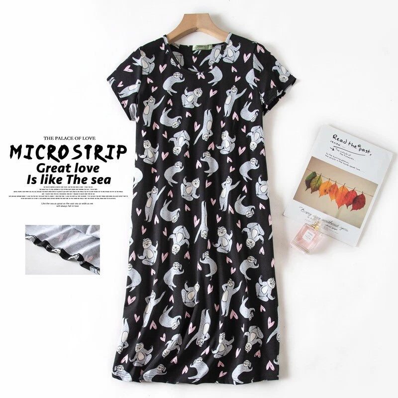 Casual Nights Women's Cotton Short Sleeve Nightgown Sleep House Dress Home Gown