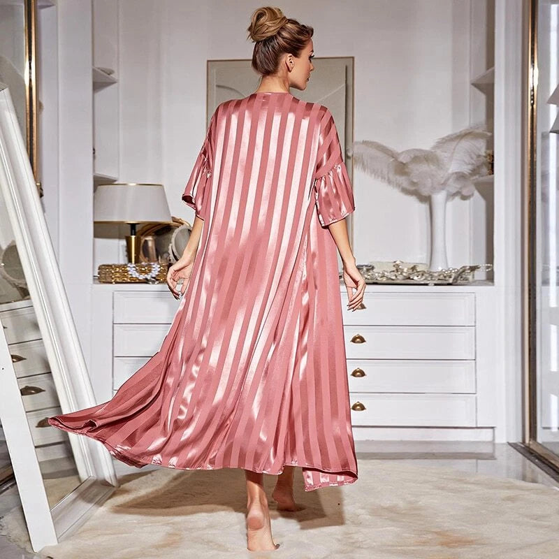 2023 Printed robe 2-piece set for women's kimono bathrobe pajama satin