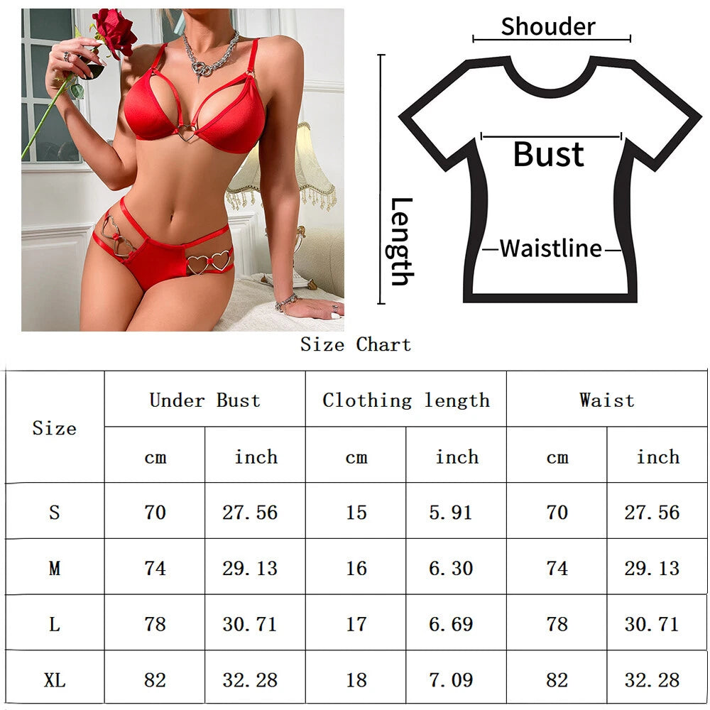 Women Sexy-Lingerie Lace Babydoll Bra G-string Sleepwear Underwear Nightwear US