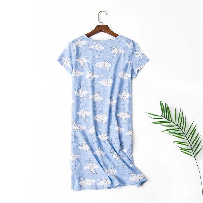 Casual Nights Women's Cotton Short Sleeve Nightgown Sleep House Dress Home Gown