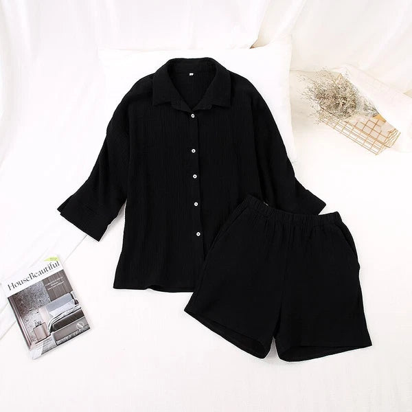 2023 Women's pajama set set with 9/4 sleeves, sleep top, shorts, home clothing