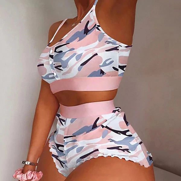 Womens Pyjamas Set Nightwear Ladies Cami Top Shorts Lingerie Sexy Sleepwear Pjs
