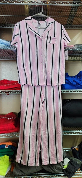 PJ Couture Women's Two Piece Pants Top Notch Short Sleeve Shirt Pajamas MSRP $48
