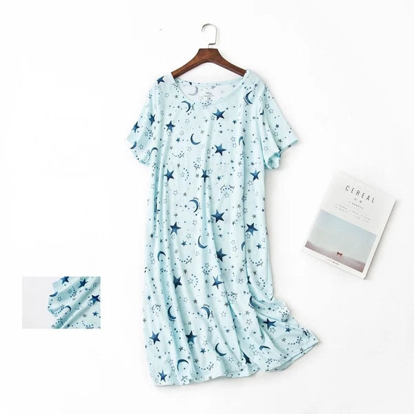 Casual Nights Women's Cotton Short Sleeve Nightgown Sleep House Dress Home Gown