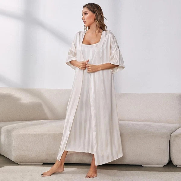 2023 Printed robe 2-piece set for women's kimono bathrobe pajama satin