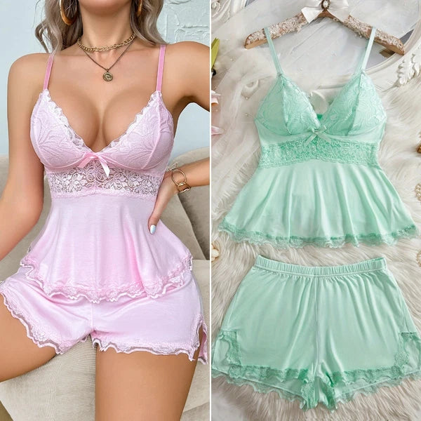 Womens Sweetness Cami Lace Camisole Lingerie Nightwear Sexy Pajamas Lounge Sets