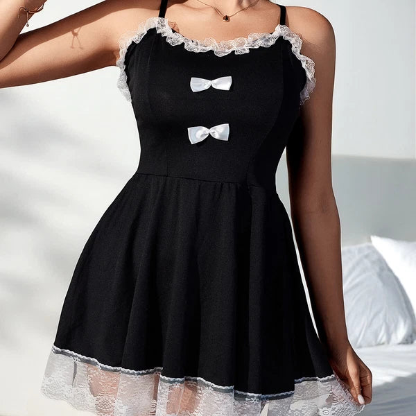 Sexy Lingerie Women Lace Underwear French Maid Nurse Cosplay Babydoll Sleepwear