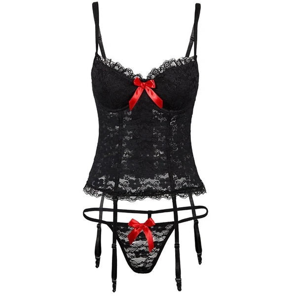 Women Sexy Lingerie Lace Sleepwear Underwear Push up Bra Nightwear G-String Set