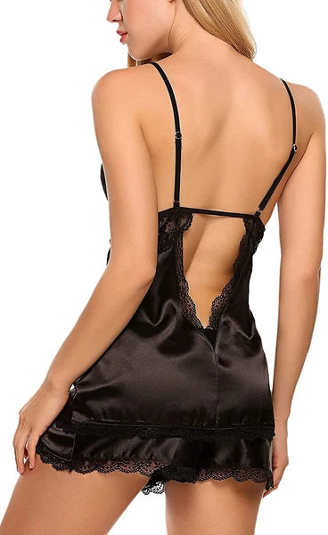 Sexy Satin Lace PJs Cami Set Camisole Shorts French Knickers Vest Nightwear Xmas