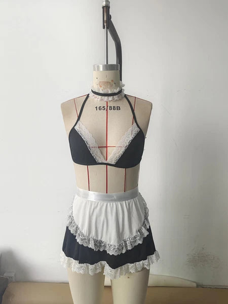Sexy Lingerie Women Lace Underwear French Maid Nurse Cosplay Babydoll Sleepwear