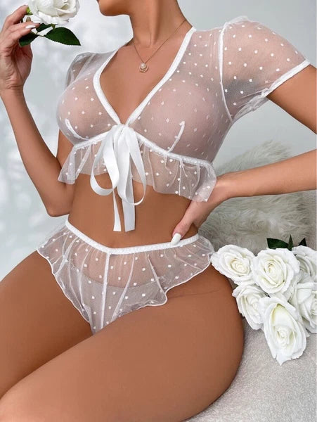 Sexy Lingerie Women's Lace Babydoll Dress See-Thru Sleepwear Nightwear G-string