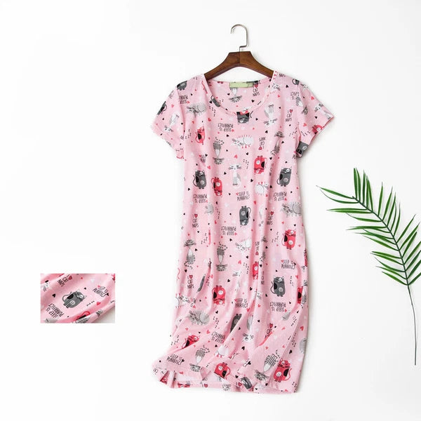 Casual Nights Women's Cotton Short Sleeve Nightgown Sleep House Dress Home Gown
