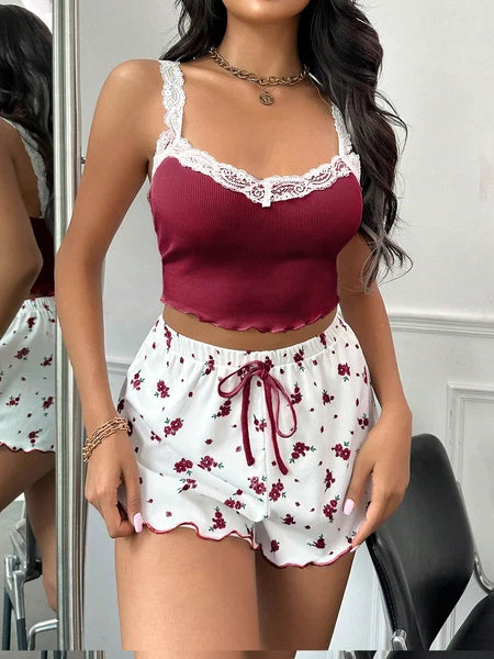 Women's Sexy Sleepwear Lace Pajamas Set Shorts Nightwear Camisole Short Sets US