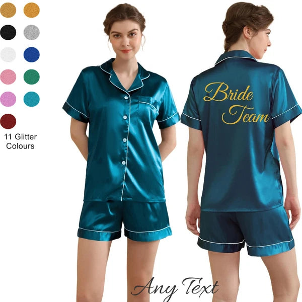 UK Personalized Womens Pyjamas Pjs Shorts Set Wedding Bridesmaid Birthday Party