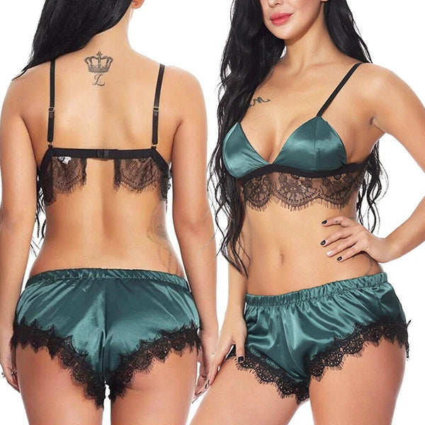 Sexy Lingerie Women Lace Hot Pants Babydoll Nightdress Nightgown Sleepwear Set