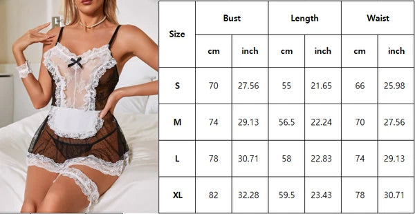 Sexy Lingerie Women Lace Underwear French Maid Nurse Cosplay Babydoll Sleepwear