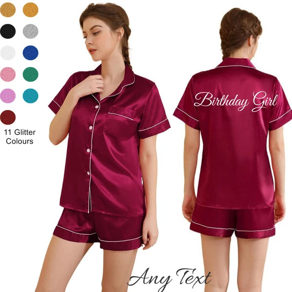 UK Personalized Womens Pyjamas Pjs Shorts Set Wedding Bridesmaid Birthday Party