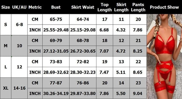 Sexy Underwear Babydoll Set Lingerie Nightwear Suspender Bra Thong Erotic Womens