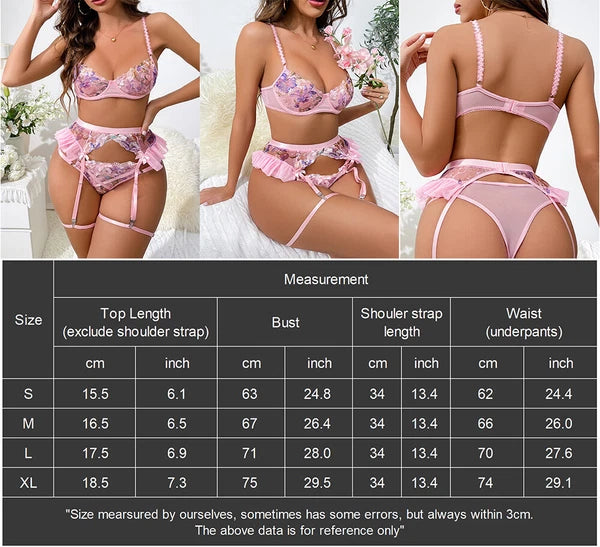 Women's Sexy Lingerie Lace Babydoll Bra Thong Set Sleepwear Underwear Nightwear