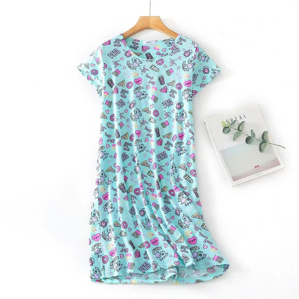 Casual Nights Women's Cotton Short Sleeve Nightgown Sleep House Dress Home Gown
