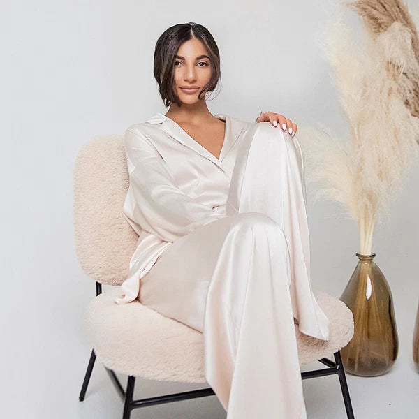 Womens Pajama Set Oversize Kimono Loose Dress Satin  Beach Coat Sleepwear Pant