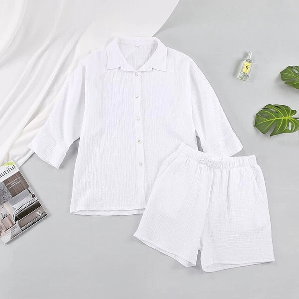 2023 Women's pajama set set with 9/4 sleeves, sleep top, shorts, home clothing
