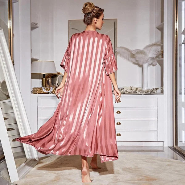 2023 Printed robe 2-piece set for women's kimono bathrobe pajama satin