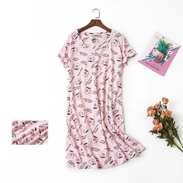 Casual Nights Women's Cotton Short Sleeve Nightgown Sleep House Dress Home Gown